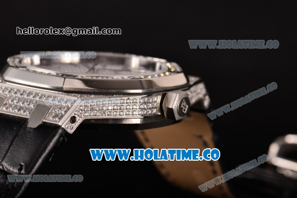 Audemars Piguet Royal Oak 41MM Miyota 9015 Automatic Steel/Diamonds Case with Diamonds Bezel White Dial and Stick Markers (EF) - Click Image to Close